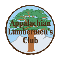 Logo of the appalachian lumbermen's club featuring a tree and mountain graphics.